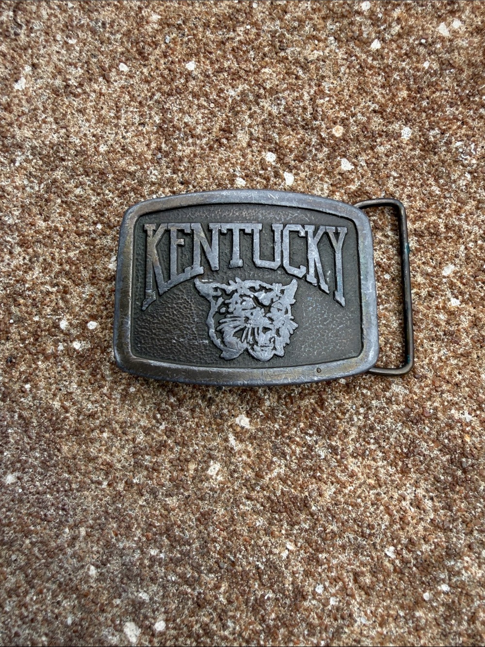 Vintage Kentucky Wildcats Embossed Metal Belt Buckle - Black